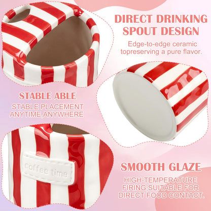 2 Pack Ceramic Mug with Sip Hole,