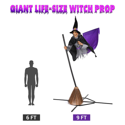 AW 9Ft Animatronics Flying Witch Hovering Broom Animated AC 100V-240V Halloween Outdoor Decoration Motion Activated 2026