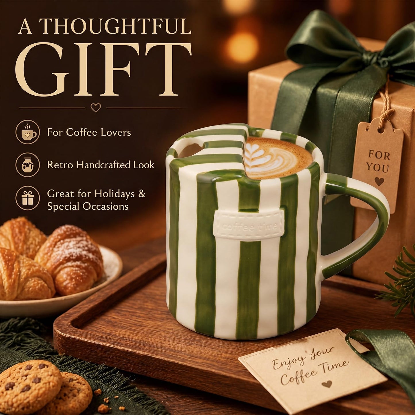 2 Pack Ceramic Mug with Sip Hole,