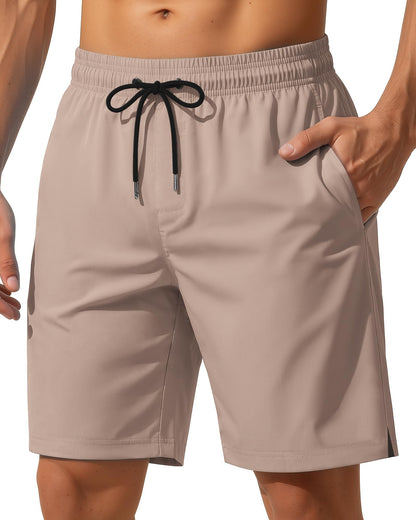 Yufawow 9 Inch Men Swim Trunks with Mesh Lining Quick Dry Breathable Pockets for Summer Beach Cruise Water Park Gym Running