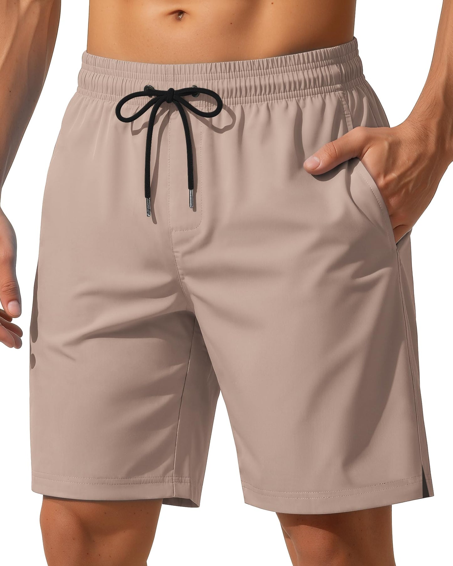 Yufawow 9 Inch Men Swim Trunks with Mesh Lining Quick Dry Breathable Pockets for Summer Beach Cruise Water Park Gym Running