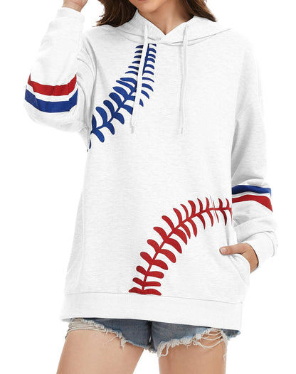 Womens Baseball Hoodie Casual Long Sleeve Baseball Mom Sweatshirt