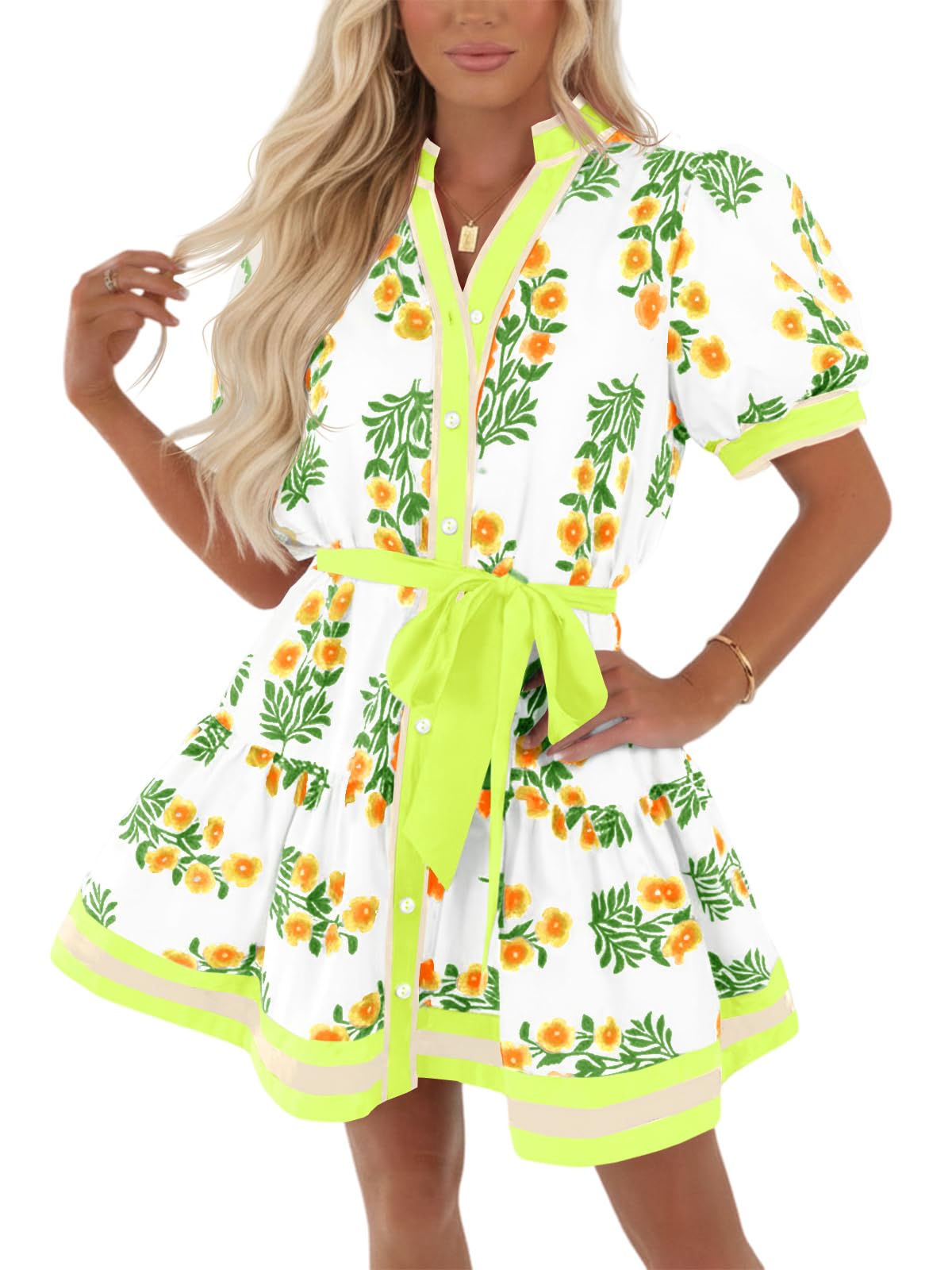 Wenrine Womens Summer Floral Mini Dress