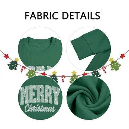 Tewmeu Christmas Sweatshirts for Women Sparkly Merry and Bright Sweater