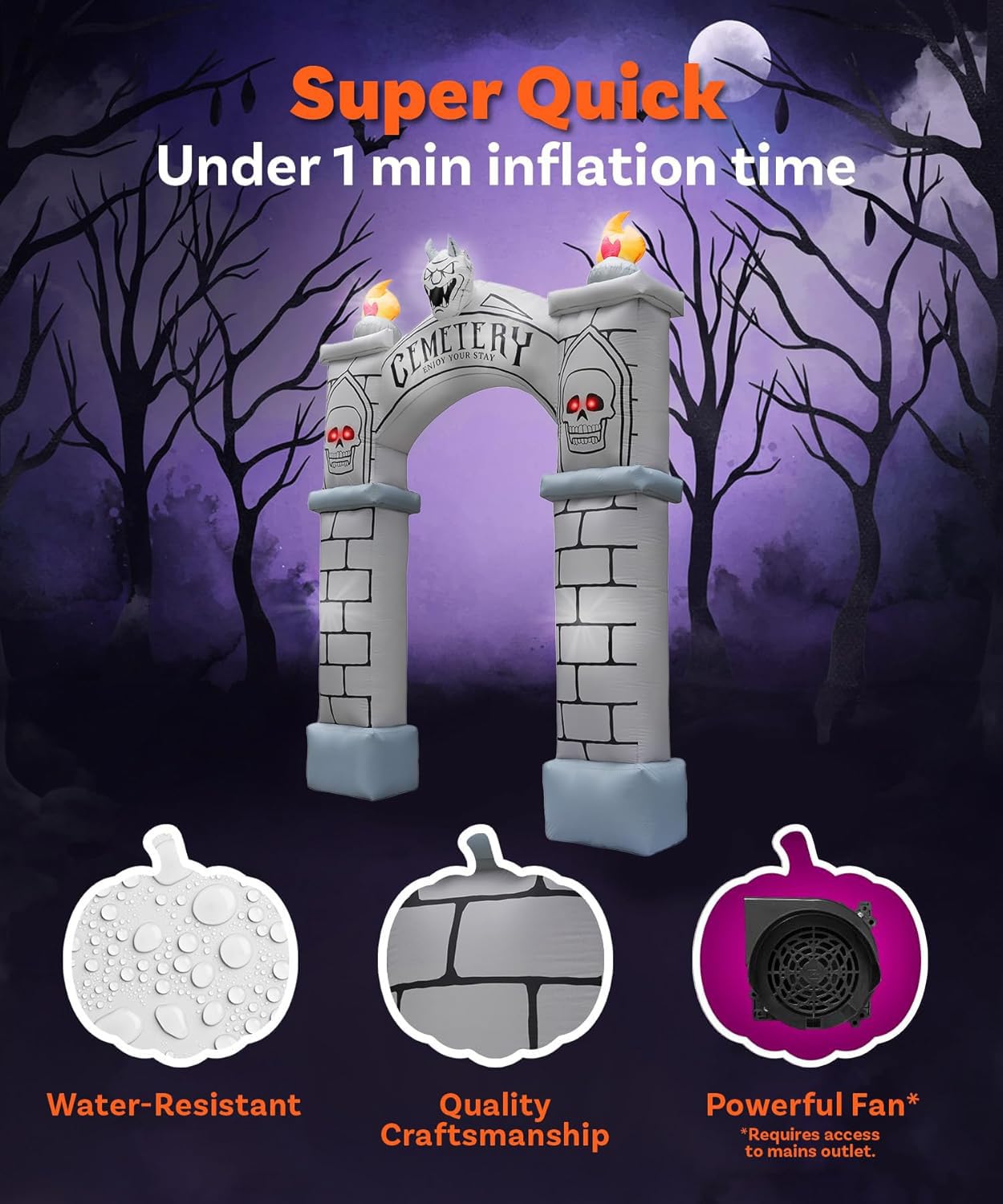 10FT Halloween Inflatable Frankenstein Archway, Halloween Monster Mouth Archway Built-in 6 LEDs for Halloween Inflatables Outdoor Decoration Blow up Frankenstein Arch for Party Haunted House
