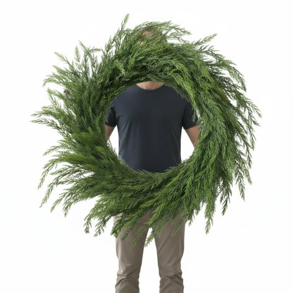 Wavwavw 48" Christmas Large Norfolk Pine Wreath for Front Door