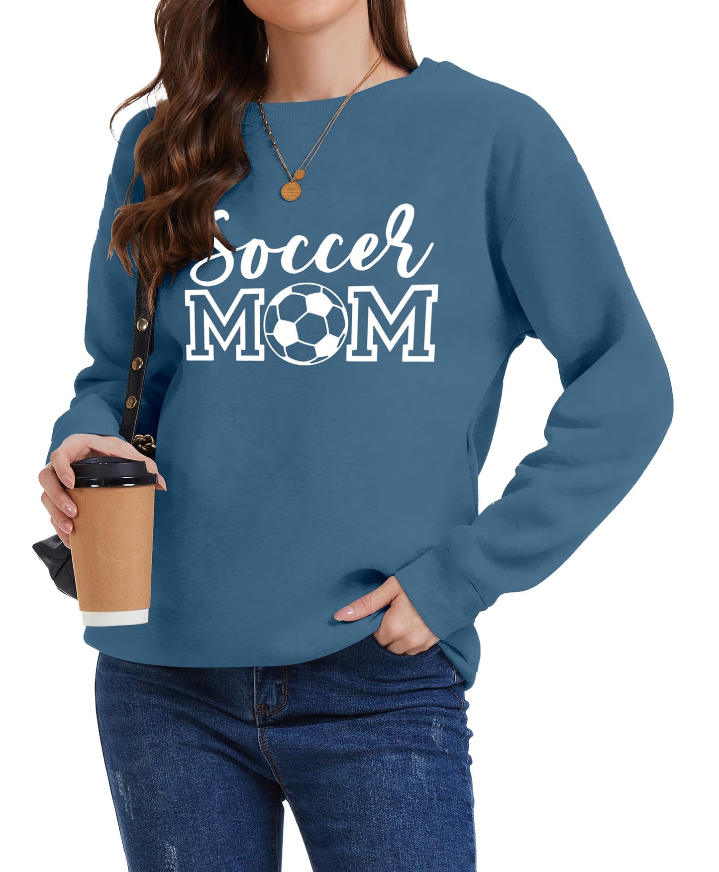 Womens Soccer Mom Sweatshirt Soccer Graphic Shirts Football Outfits