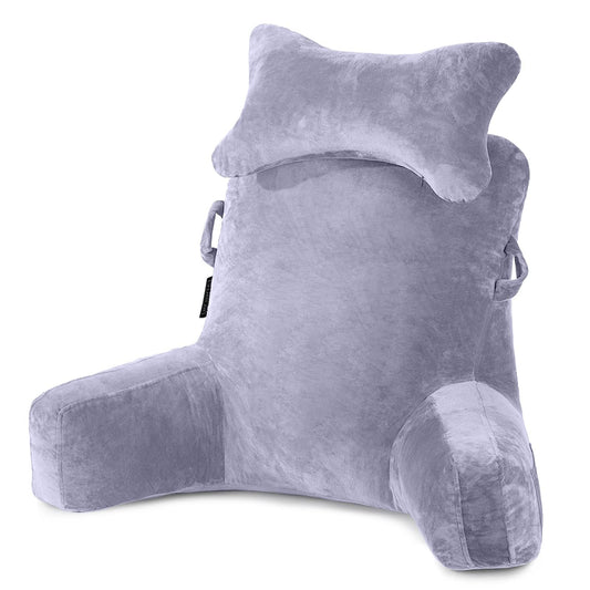 Reading Pillow-Extra Large 31" Bed Rest Pillow with Detachable Neck Roll & Arms for Sitting in Bed or Couch-Backrest Reading Pillow Adult Back Pillows for Reading,Watching TV,Gaming,Relaxing-Black