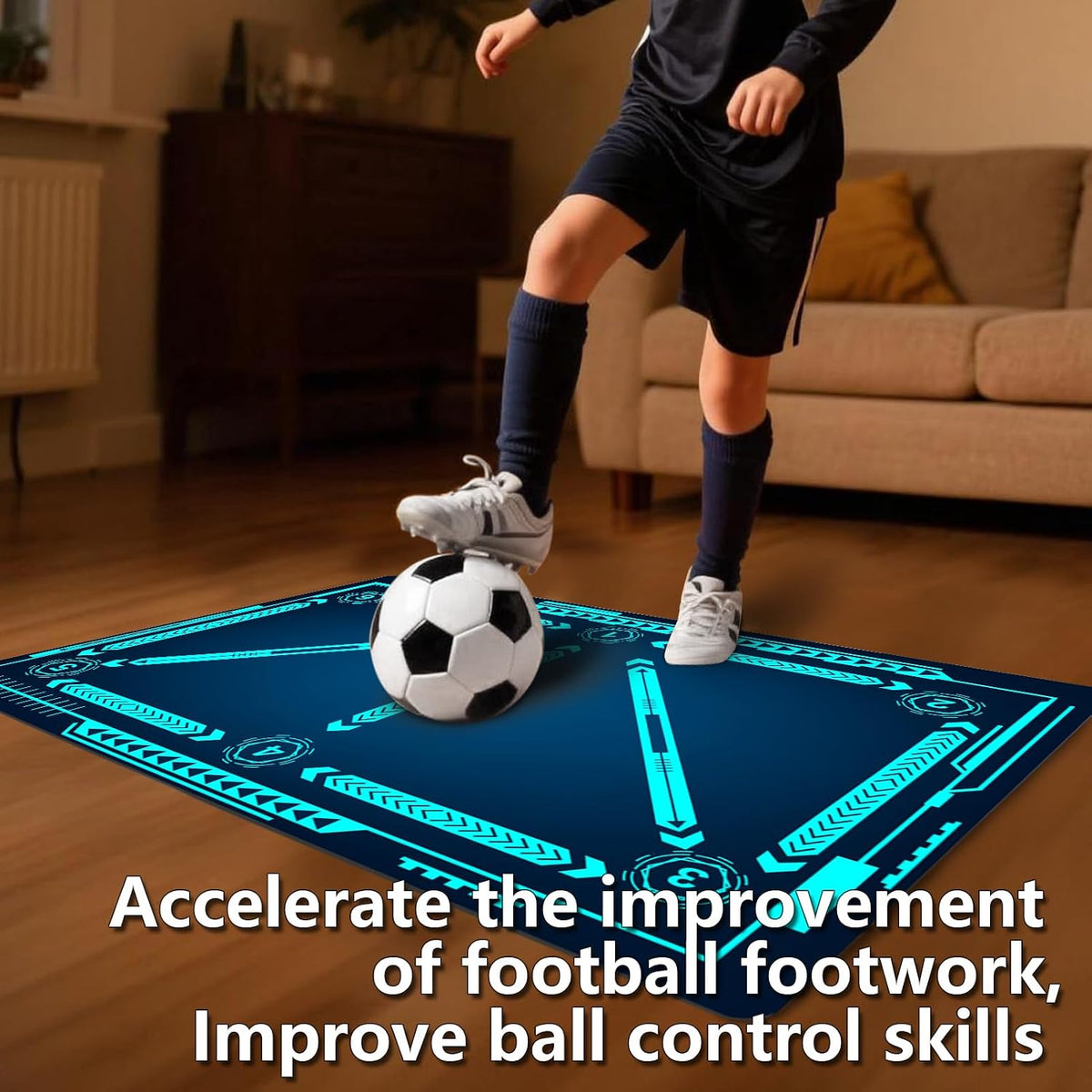 Soccer training mat,Soccer training equipment accessories for All Ages to Improve Speed Strength Agility and Coordination,Anti-Slip/Silent Mat