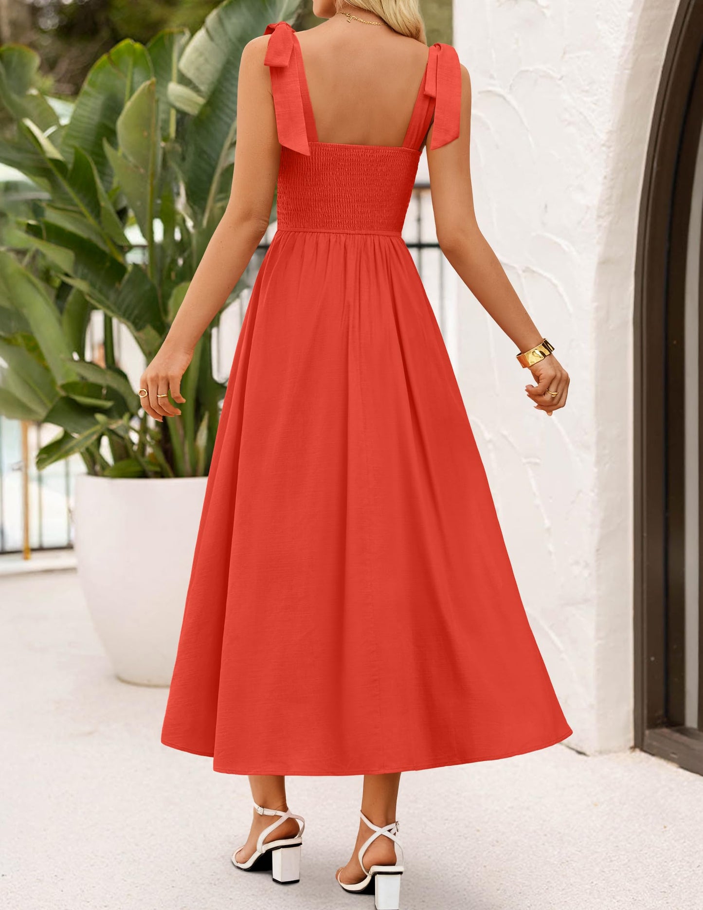 ZESICA Women's Summer Tie Shoulder Wedding Guest Maxi Dress