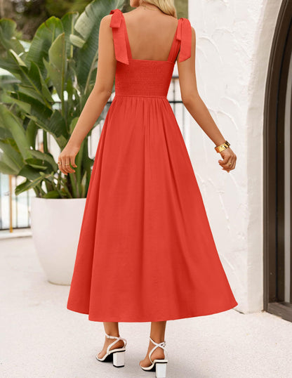 ZESICA Women's Summer Tie Shoulder Wedding Guest Maxi Dress