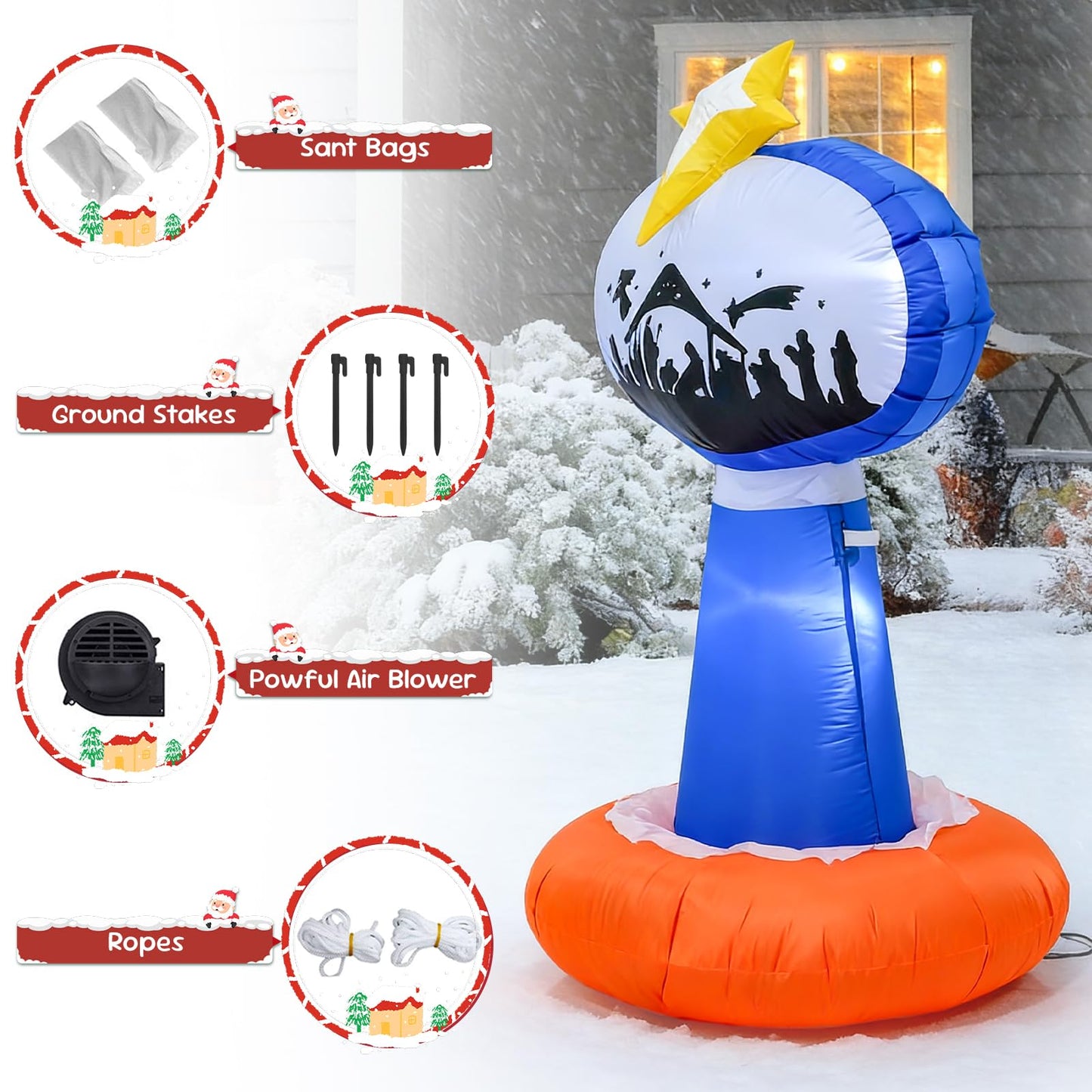 TRMESIA 8 Feet Jesus Birth Decoration Indoor Outdoor Inflatable Nativity Scene with LED Lights, Christmas Garden Lawn Decoration, Blow up Xmas Decor, Holiday Celebrations and Parties