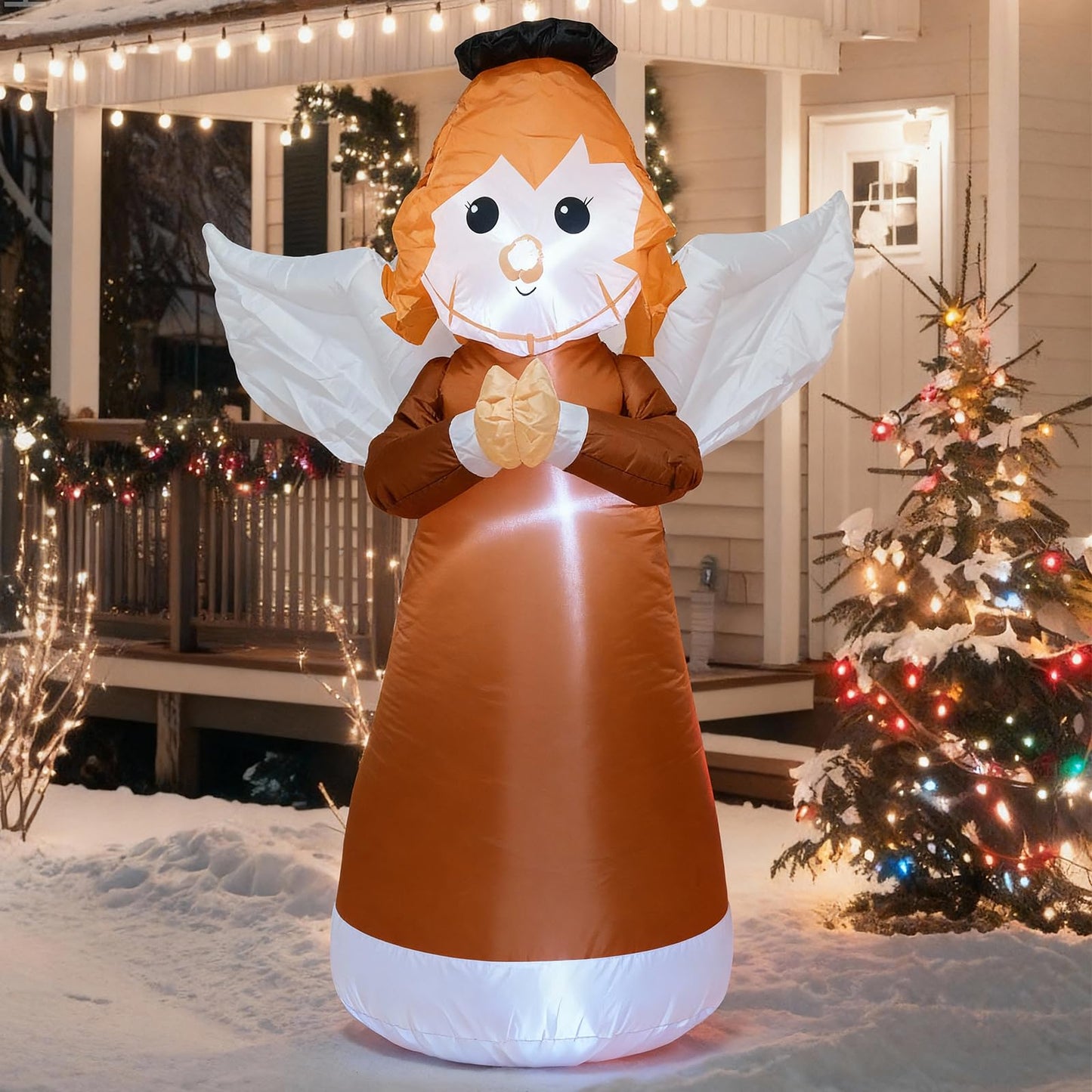 TRMESIA 8 Feet Jesus Birth Decoration Indoor Outdoor Inflatable Nativity Scene with LED Lights, Christmas Garden Lawn Decoration, Blow up Xmas Decor, Holiday Celebrations and Parties