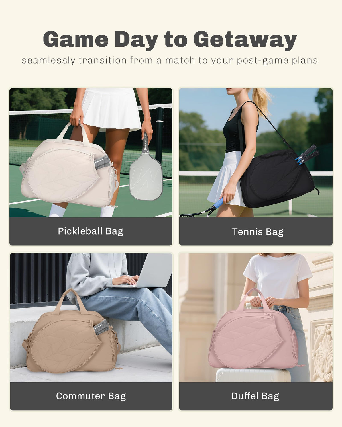 Hynes Eagle Pickleball Bags for Women Tennis Gym Bag Holds 2 Rackets
