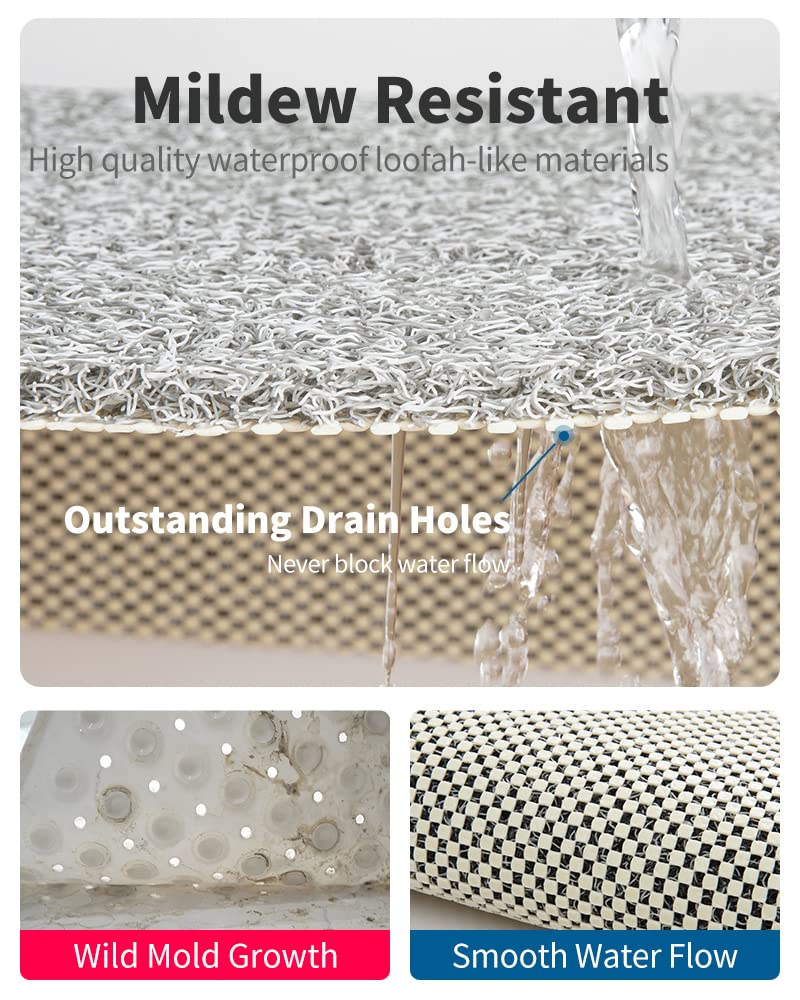 Non Slip Shower Mat, Comfortable Bath mat for Textured Surface,Quick Drying Easy Cleaning Shower Floor Mat for Wet Area,Without Suction Cups Pink 24 x 24