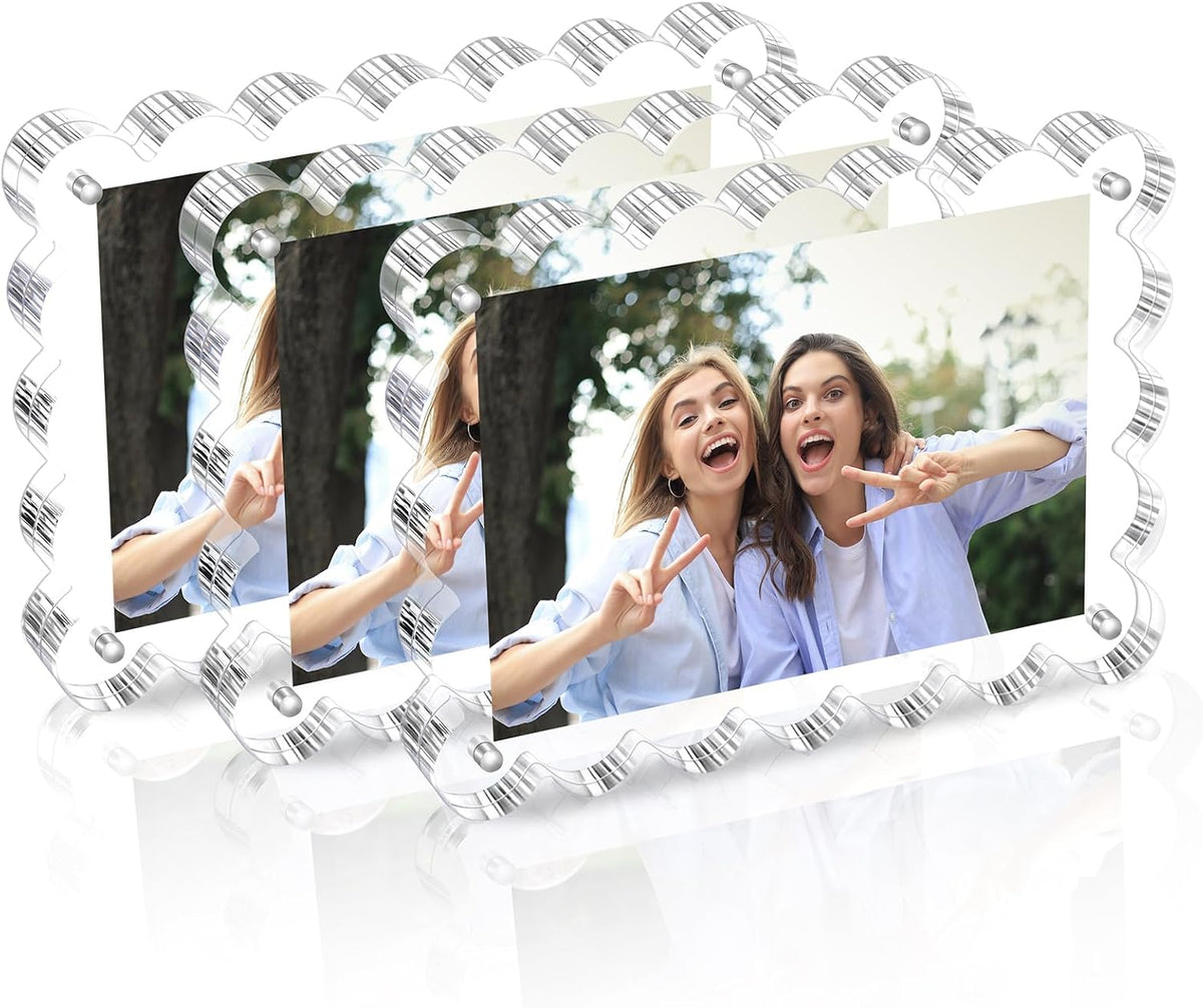 Chivalral 3 Pack 4x6 Acrylic Picture Frame, Double-Sided Tabletop Display