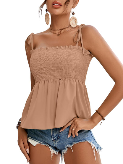 LYANER Women's Tie Shoulder Cute Cami Blouse