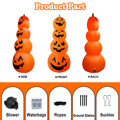 12FT Giant Halloween Inflatable Pumpkin, Blow up Halloween Decoration Built-in 6 LED and Flashing Light for Halloween Decoration Outdoor Indoor Home Party Supplies Halloween Lawn Decor