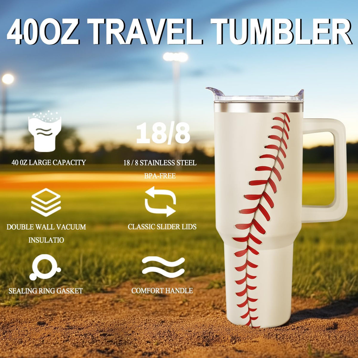 40oz Baseball Tumbler Gifts Stuff for Men Women Gift for Coach Mom