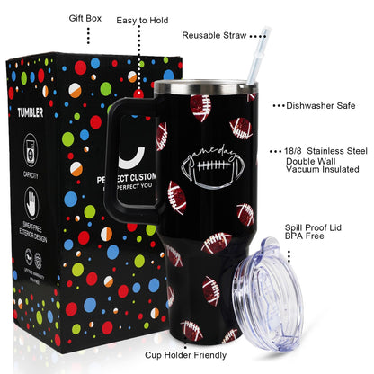 Baseball Mom 40 oz Tumbler with Handle and Straw Lid Leak Proof