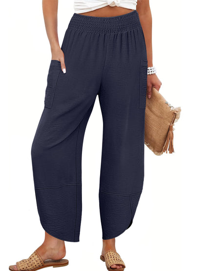 ANRABESS Womens Wide Leg Palazzo Capri Pants 2026 Summer Casual High Waisted Barrel Lounge Flowy Cropped Beach Work Trousers
