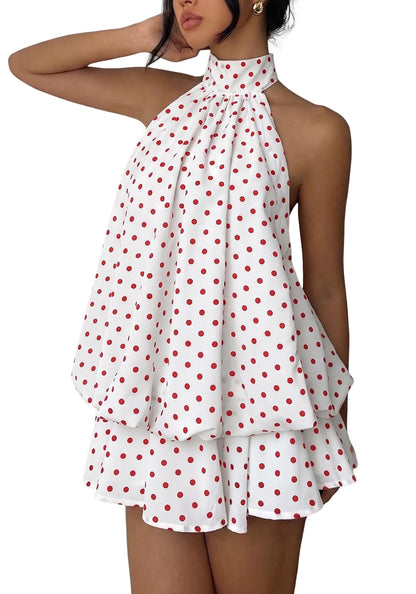 Women's Chiffon Halter Drop Waist Mini Dress Wedding Guest Dresses Ruffle Formal Club Holiday Brunch Outfits
