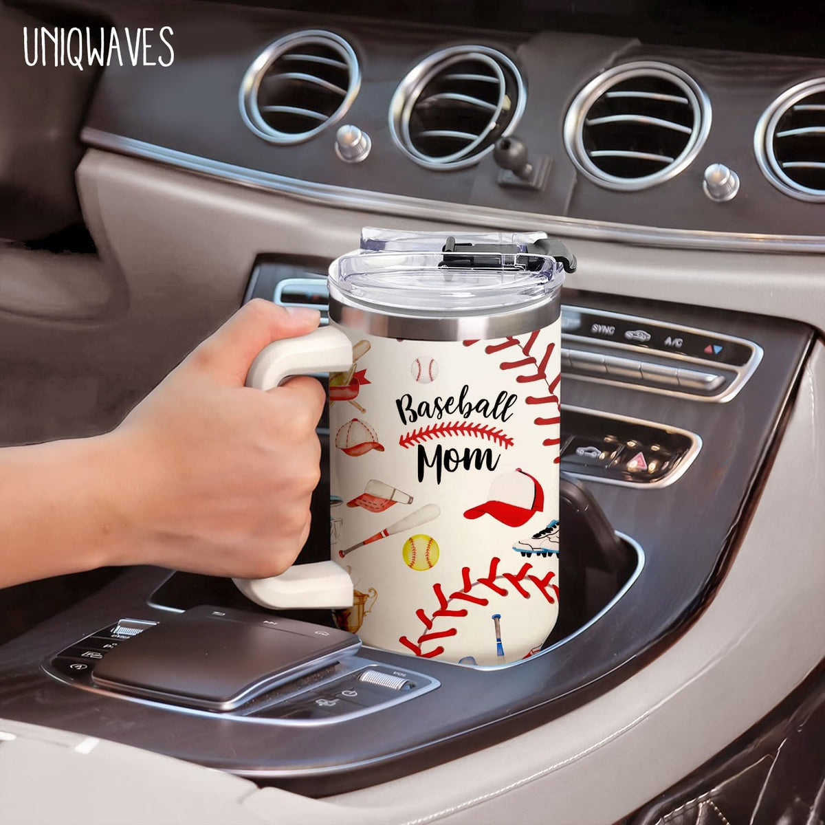 40oz Baseball Mom Tumbler, Christmas Holiday Gifts for Baseball Lovers