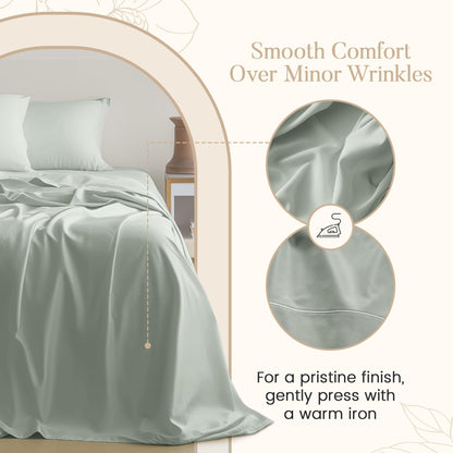 100% Egyptian Cotton Sheets King Size Sheets Set with Fully Elasticated 15" Deep Fitted Sheet & Pillowcase Sets, 800TC Sateen Weave Hotel Collection King Sheet Set, Soft Luxury White Bedding