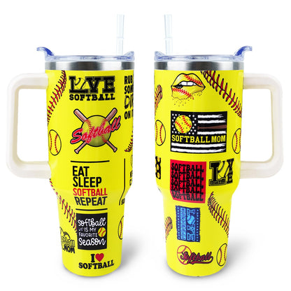 Baseball Mom 40 oz Tumbler with Handle and Straw Lid Leak Proof