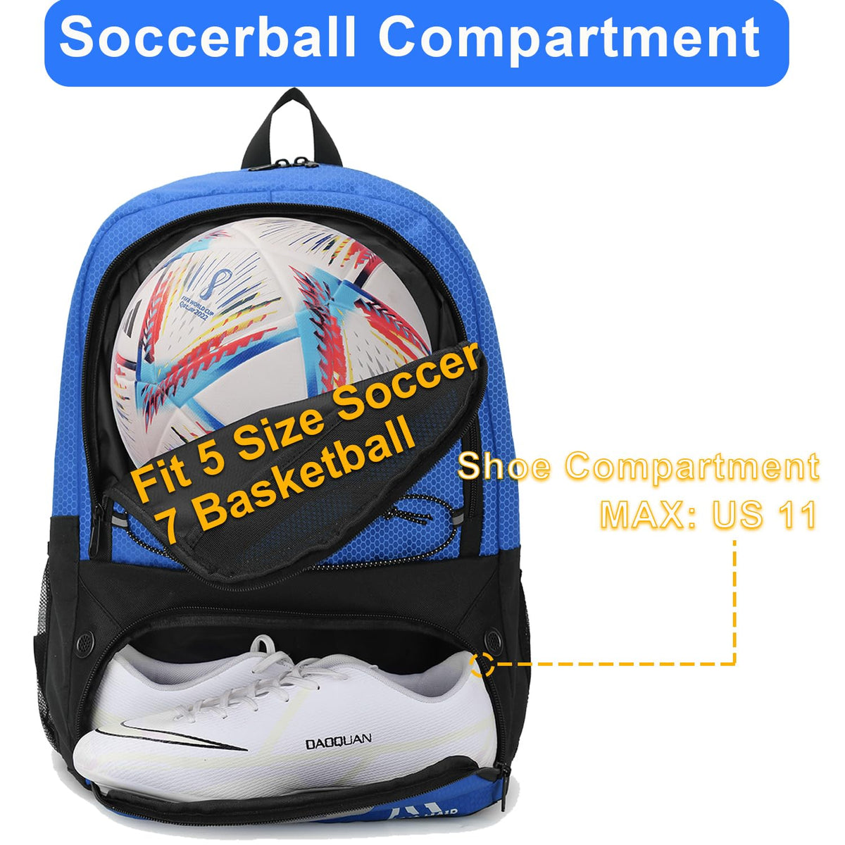 Hsmihair Soccer Bag,Youth Soccer Backpack with Ball and Cleat Compartment
