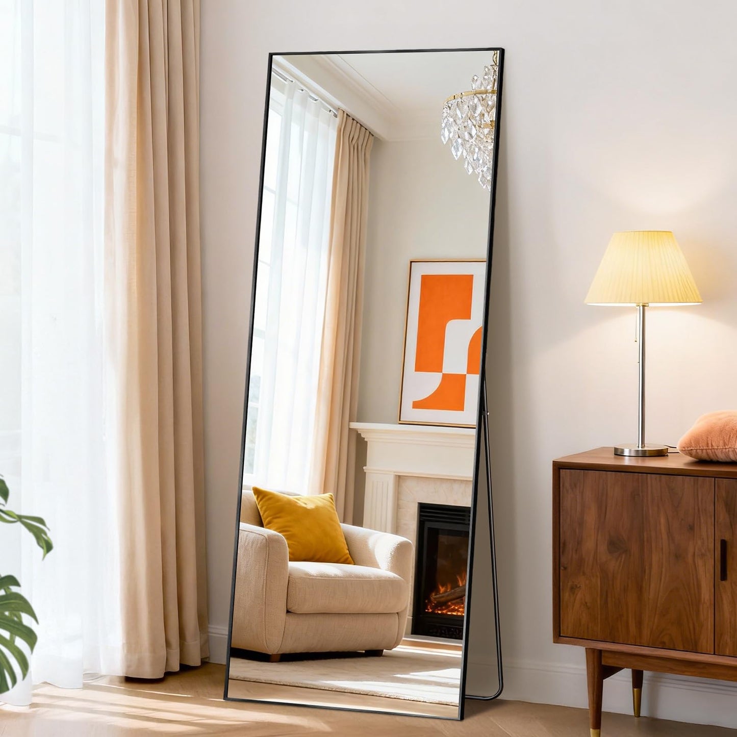 DUMOS 59"x16" Arched Full Length Mirror with Stand