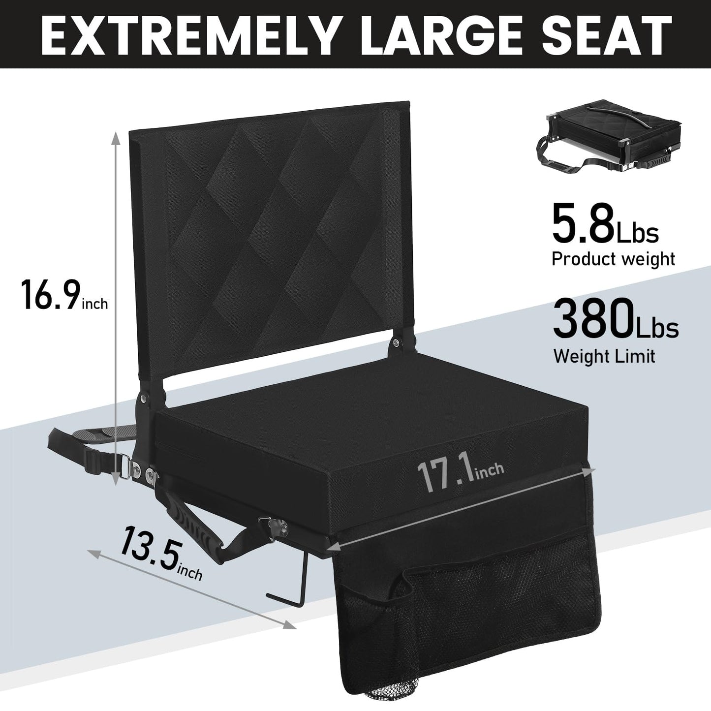 Sheenive Stadium Seats with Back Support, Padded Bleacher Seat Cushion