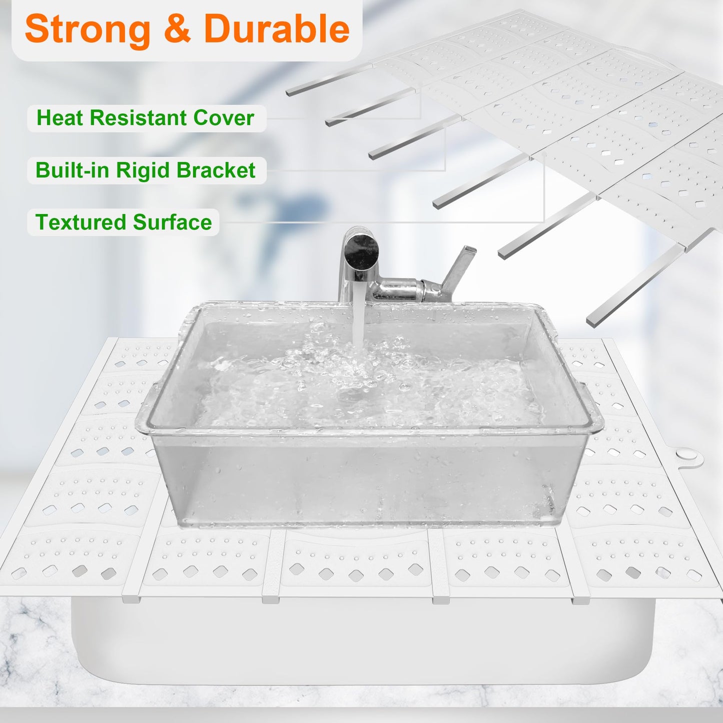 Mofason Bathroom Sink Top Cover Space Saver,Silicone Makeup Organizer Mat for Over Countertop,Small Bathroom Must Haves Accessories Rv Camper Travel Foldable Gadgets-Grey