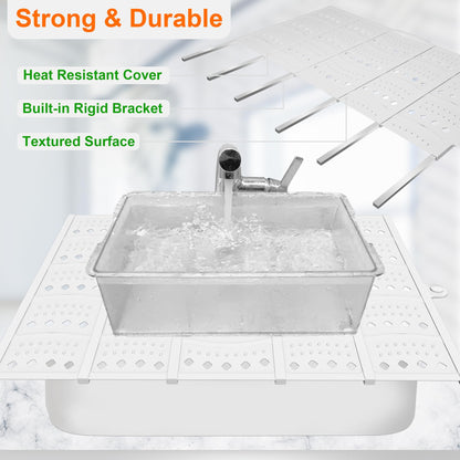 Mofason Bathroom Sink Top Cover Space Saver,Silicone Makeup Organizer Mat for Over Countertop,Small Bathroom Must Haves Accessories Rv Camper Travel Foldable Gadgets-Grey