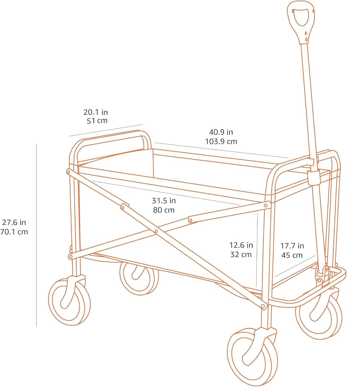 Amazon Basics Collapsible Heavy Duty Utility Wagon for Outdoor Sports, Camping, Garden, and Shopping, 265 Pounds Capacity, 27.6 x 40.9 x 20 inches, Black