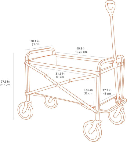Amazon Basics Collapsible Heavy Duty Utility Wagon for Outdoor Sports, Camping, Garden, and Shopping, 265 Pounds Capacity, 27.6 x 40.9 x 20 inches, Black