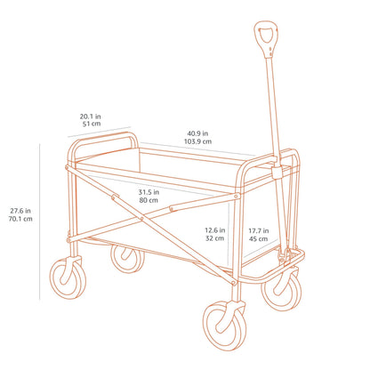 Amazon Basics Collapsible Heavy Duty Utility Wagon for Outdoor Sports, Camping, Garden, and Shopping, 265 Pounds Capacity, 27.6 x 40.9 x 20 inches, Black
