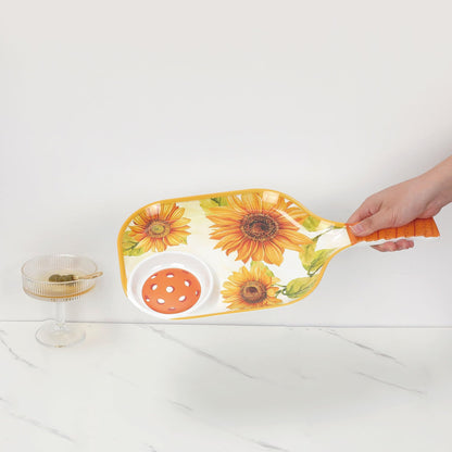 UPware Lovely Lemon Melamine Chip and Dip Snack Tray