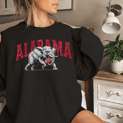 Alabama Elephant Football Sweatshirt – Vintage Sport Grey Crewneck Pullover – Retro Game Day Apparel for Men & Women