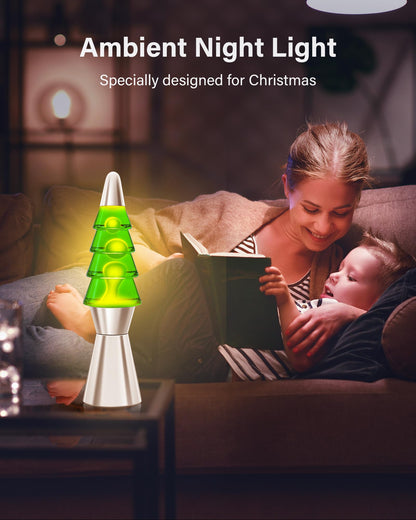Christmas Tree Liquid Motion Lamp,for Mother's Day/Mom Gifts,14.5 inches Table Lamp Christmas Indoor Decorations for Adults and Kids, Mood Lighting Home Decor Lav Night Light