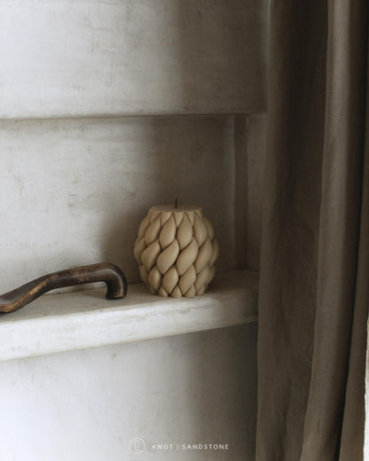 LAWA Knot Ball Candle - Large Beautiful Handmade Pillar Scented Soy Wax Elegant Bubble Aesthetic Candle Housewarming Gift Home Room Shelf Decor Idea White