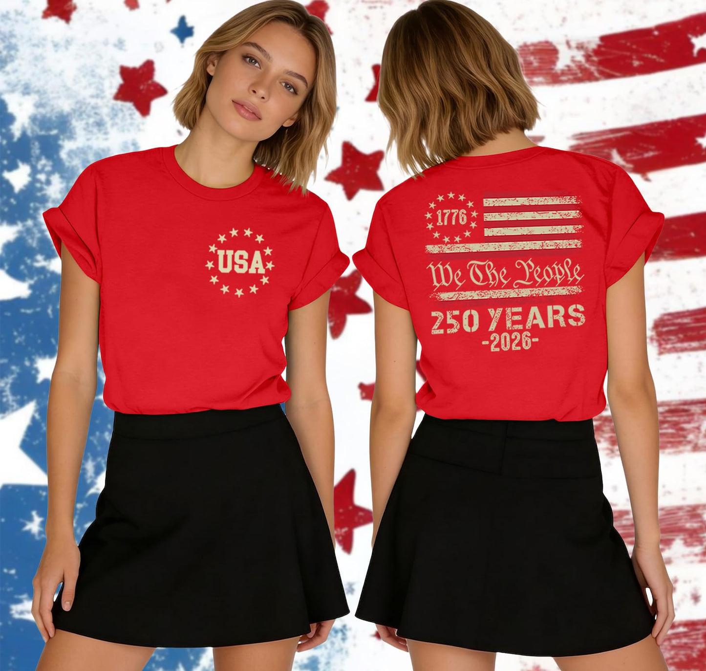 American Flag Shirts for Women 4th of July T-Shirts USA Graphic Tees Casual Blouse Tops