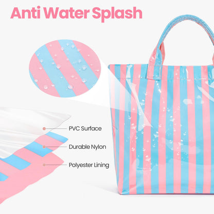 Striped PVC Tote Bag Large Glossy
