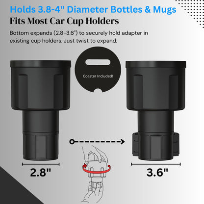 Swigzy Car Cup Holder Expander Adapter for Large Water Bottles - [Patented & Upgraded] - Holds: Hydro-Flask, Yeti, Nalgene, Owala, 32-40oz - Adjustable Expandable Insert Extender - Universal