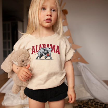 Alabama Elephant Football T-Shirt – Vintage Sport Grey Tee – Retro Game Day Apparel for Men & Women