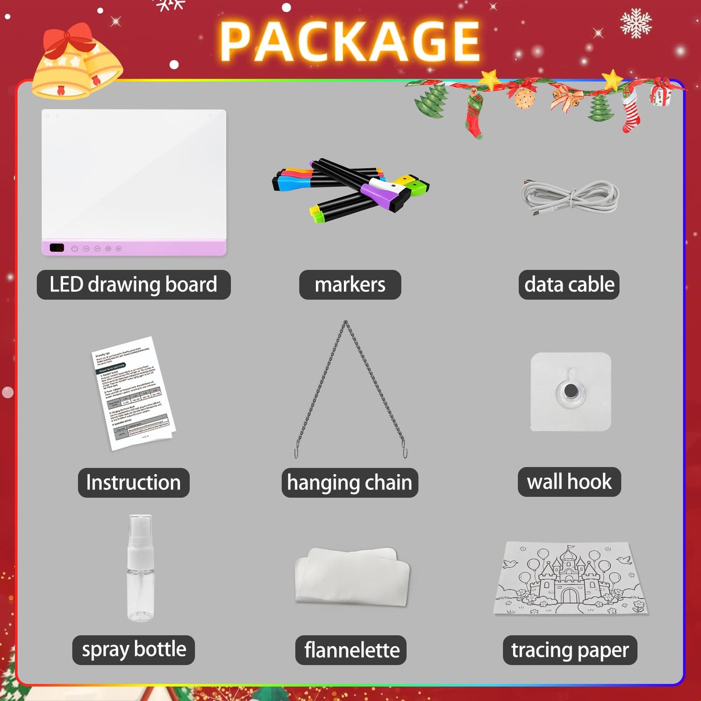 Led Drawing Board with 13 Light Effects, 16" Rechargeable Glow Doodle LED Note Board with Colors, Neon Light Up Drawing Tablet Gifts for Kids for Easter Birthday Christmas Gift Ideas