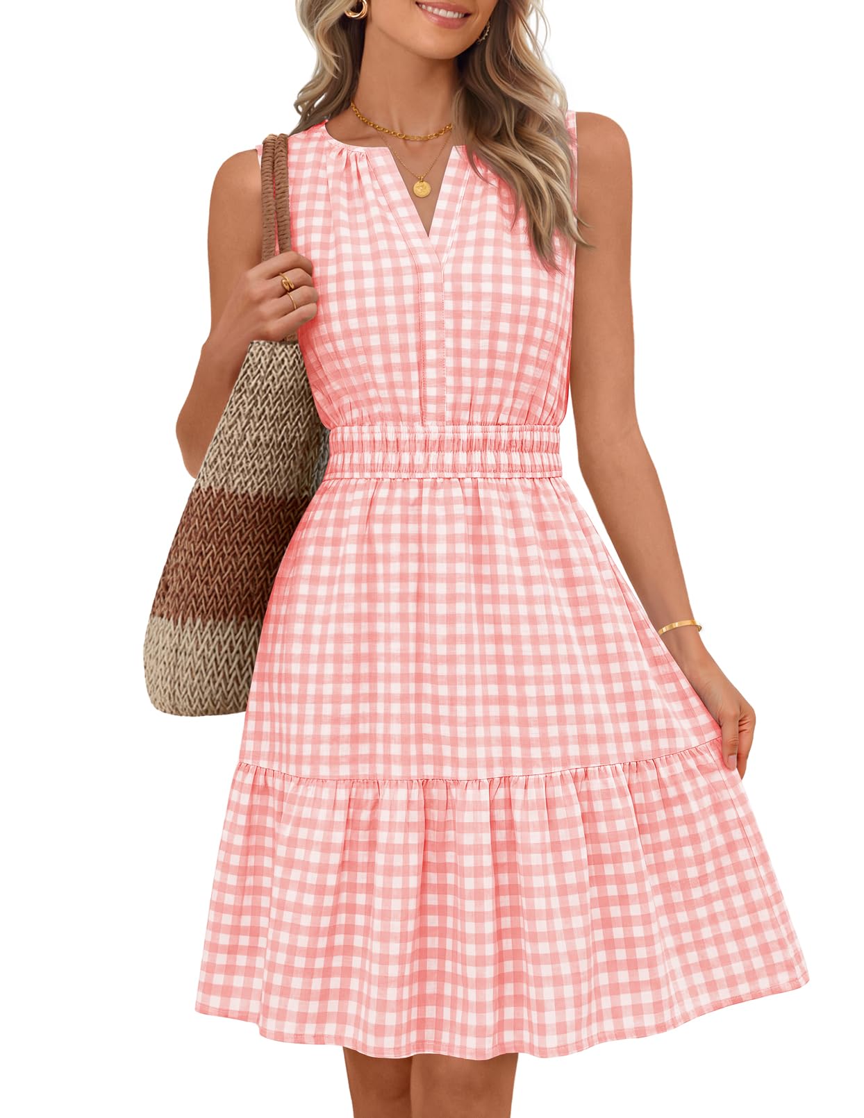 MEROKEETY Womens Summer Casual Beach Vacation Sleeveless Mini Sundress