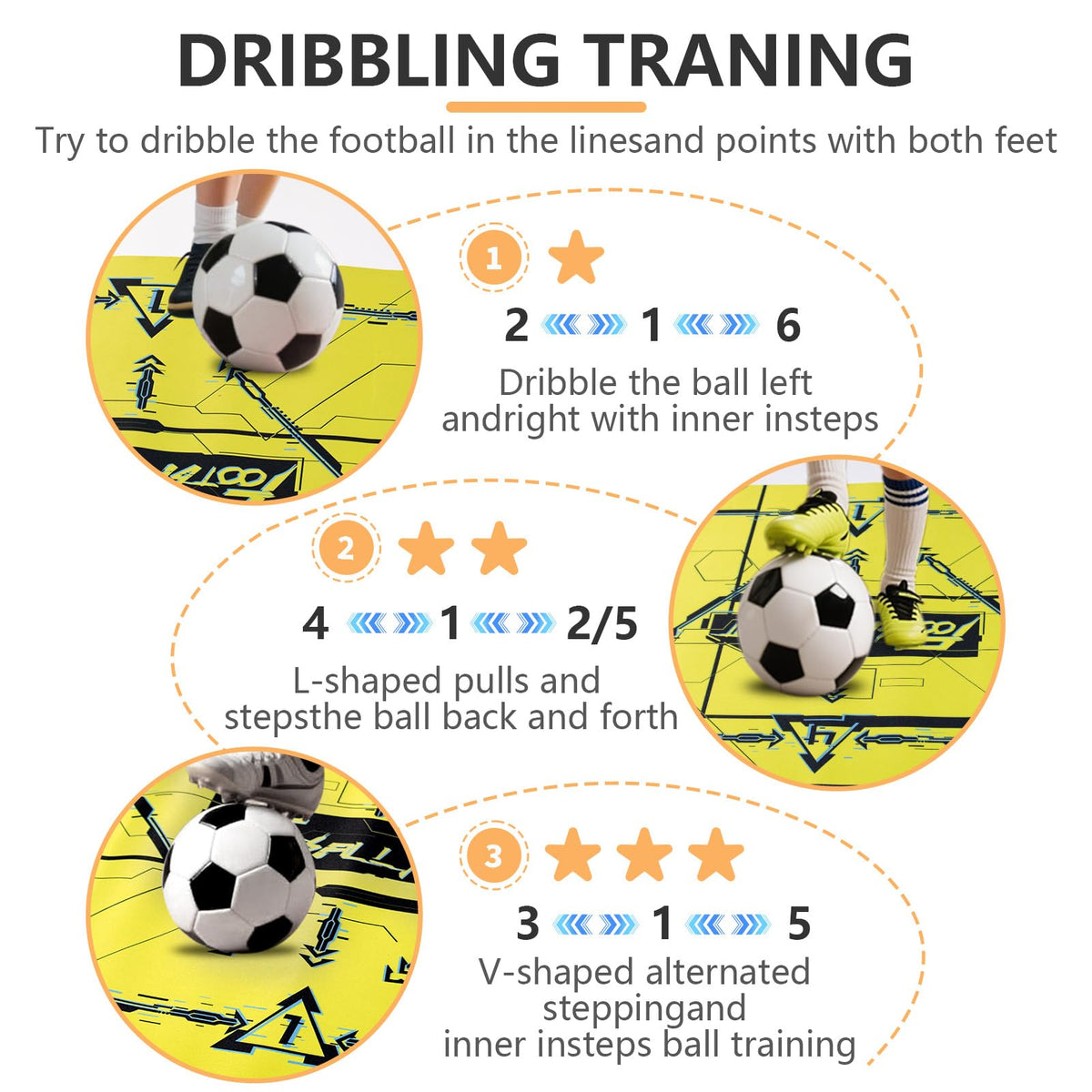 Soccer training mat,Soccer training equipment accessories for All Ages to Improve Speed Strength Agility and Coordination,Anti-Slip/Silent Mat