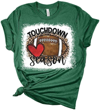 Football Shirts for Women Touchdown Season Tshirt Cute Leopard Bleach Print Fall Graphic Tees