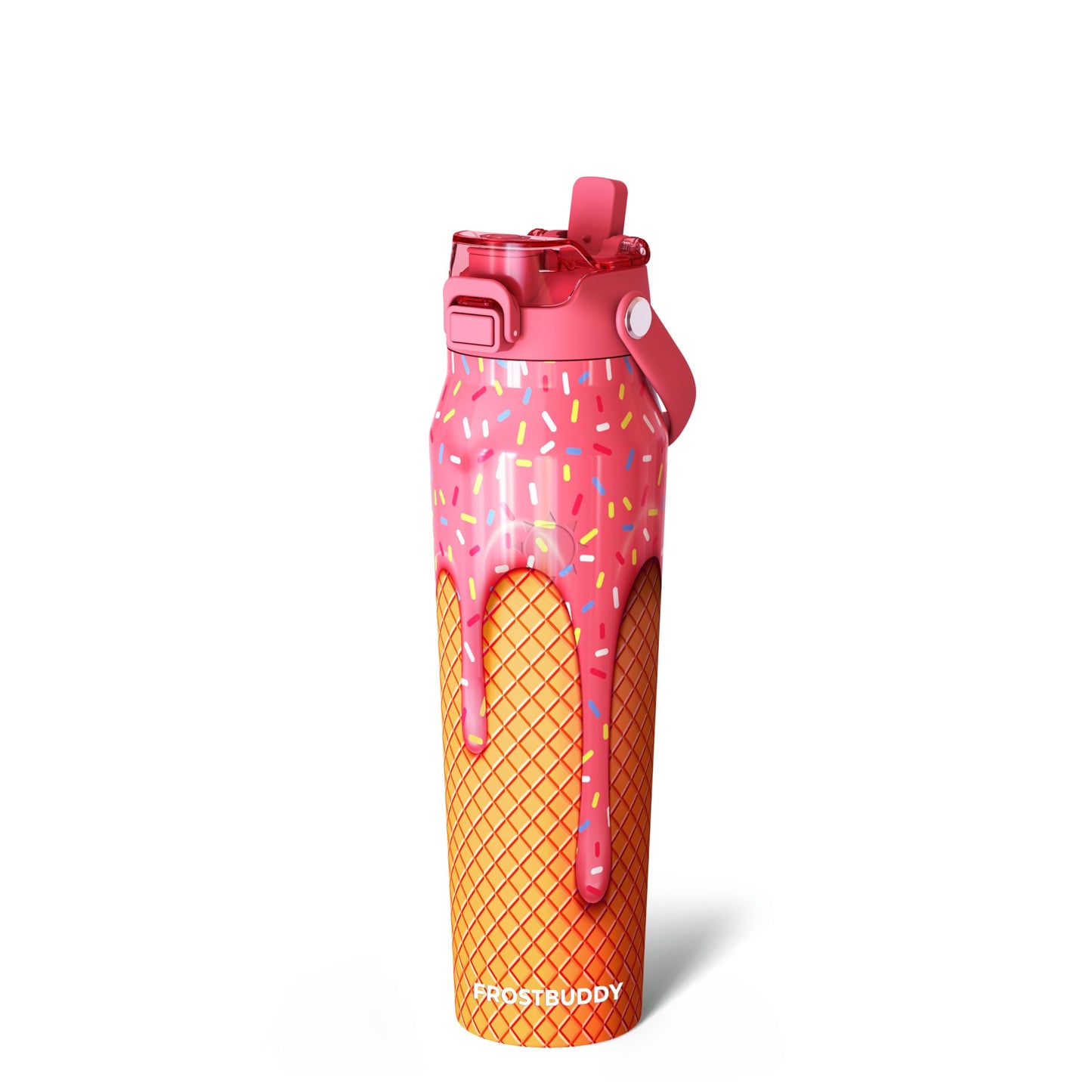 Frost Buddy 24oz Insulated Water Bottle - Straw & Chug Lid - Leak-Proof | Sip-or-chug dual lid | Ice-cold for 24+ hours | Cup-holder friendly
